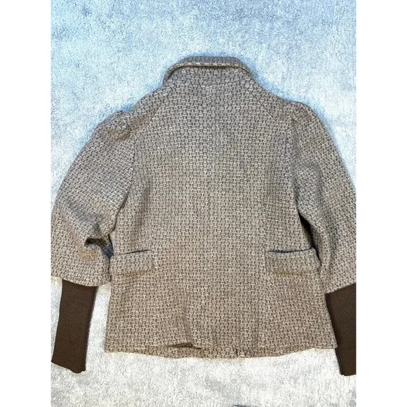 Icelandic Design 3/4 Sleeve Wool Jacket XL sweater sleeve Brown Tweed - Picture 2 of 11